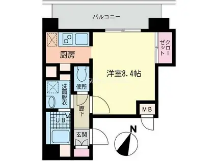 森ビル(1K/5階)の間取り写真