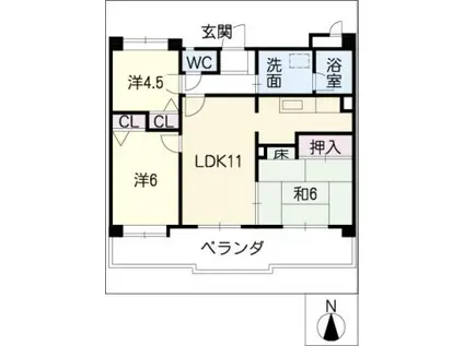 第2ガーデンヒルズ(3DK/2階)の間取り写真