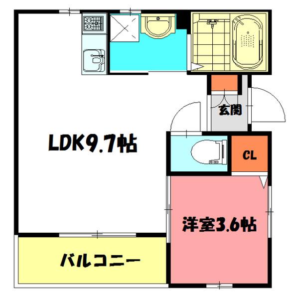 コート・ロッソ(1LDK/2階)の間取り写真