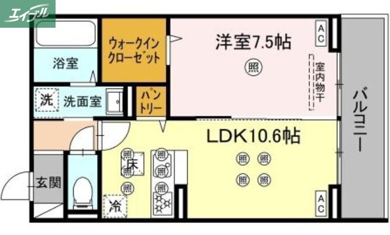 トリシア西崎本町(1LDK/1階)の間取り写真