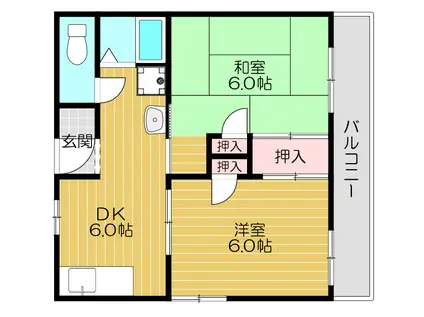 澤仁ハイツ(2DK/3階)の間取り写真