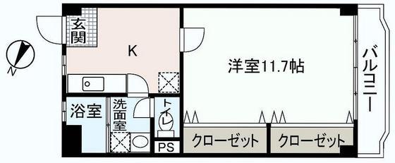山崎ビル(1DK/3階)の間取り写真