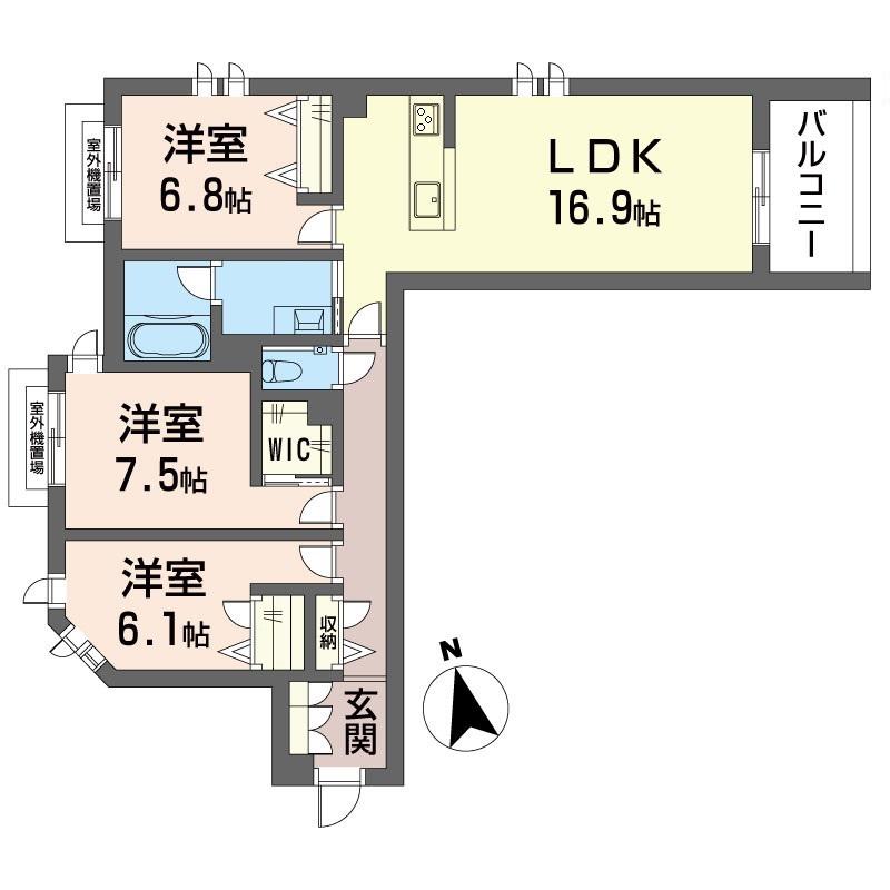 ウィズプラス大船(3LDK/3階)の間取り写真