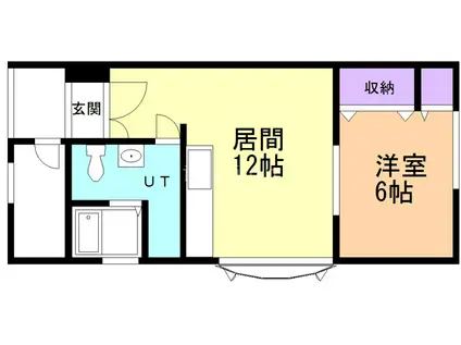 フラット淋城C(1LDK/1階)の間取り写真