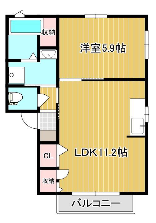 アコール  I棟(1LDK/1階)の間取り写真