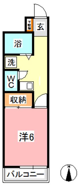 スリム平野(1K/4階)の間取り写真