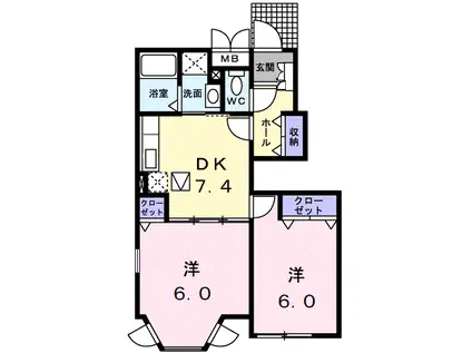 エテルノベルル (2DK/1階)の間取り写真