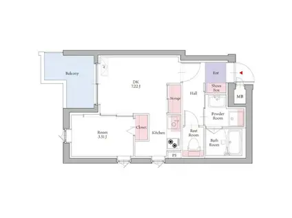 リアンレガーロ桜並木駅(1DK/6階)の間取り写真