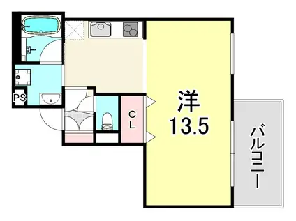 BARON GARDEN 武庫之荘(ワンルーム/4階)の間取り写真