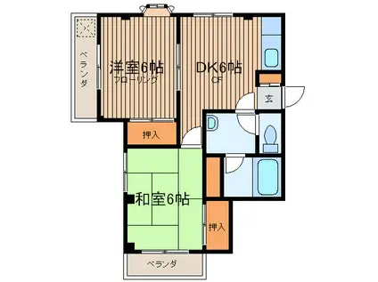 シャルムマロン(2DK/1階)の間取り写真