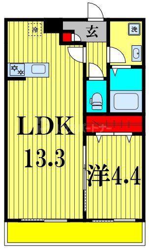 シエーナ北小金II(1LDK/2階)の間取り写真