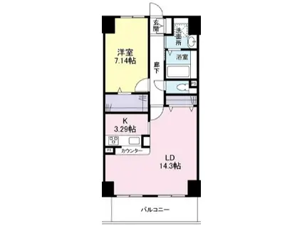エスヴェール北梅田(1LDK/2階)の間取り写真