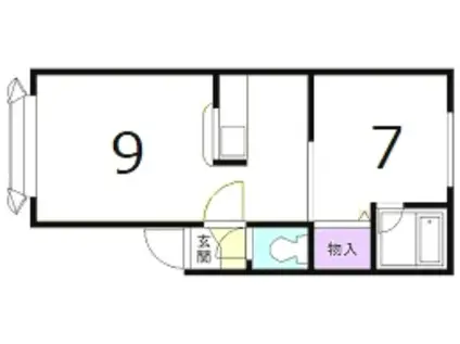ユーノス富丘(1LDK/2階)の間取り写真
