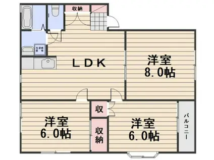 サンハイツ西高崎 IV棟(3LDK/2階)の間取り写真