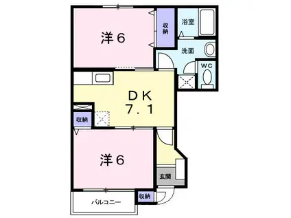 ソレアード(2DK/1階)の間取り写真