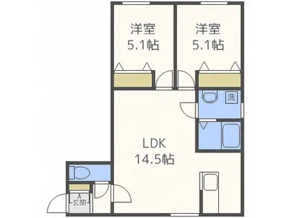 エフィセントN19(2LDK/1階)の間取り写真