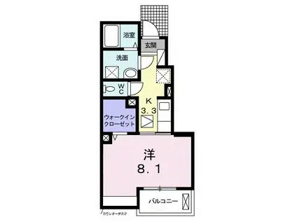 ラ プロスペリテ B(1K/1階)の間取り写真