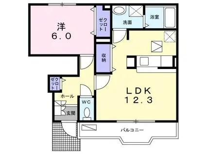 ベル・グランツ(1LDK/1階)の間取り写真