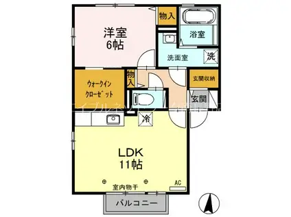 ラ・ファミーユ今井(1LDK/2階)の間取り写真