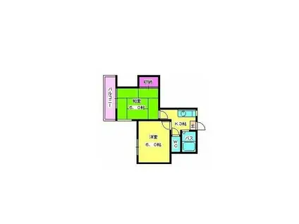 サンハウス笹原(2K/1階)の間取り写真