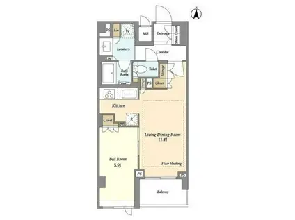 LIBR GRANT 四谷三丁目(1LDK/2階)の間取り写真