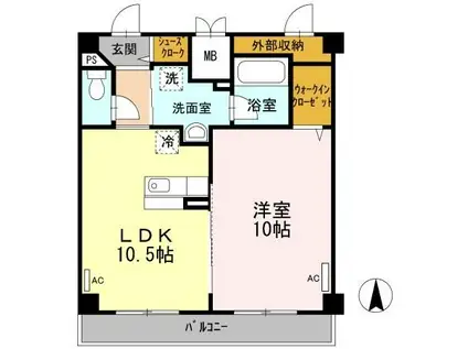 田町ガーデンハイツ(1LDK/8階)の間取り写真