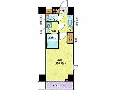 ガリシアレジデンス芝公園(1K/6階)の間取り写真