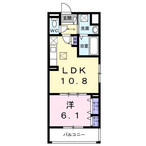 ハレプア(1LDK/3階)の間取り写真