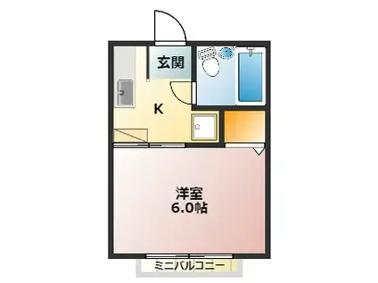 シティハイム 本郷台B(1K/2階)の間取り写真