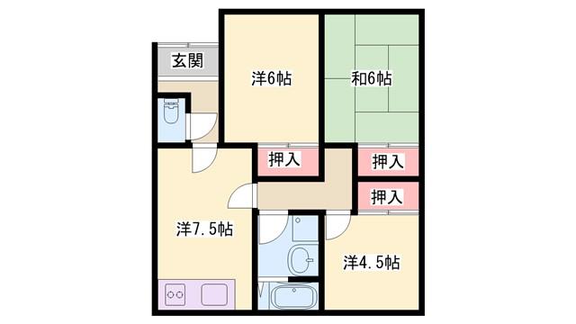 福尾ハイツ(3DK/1階)の間取り写真