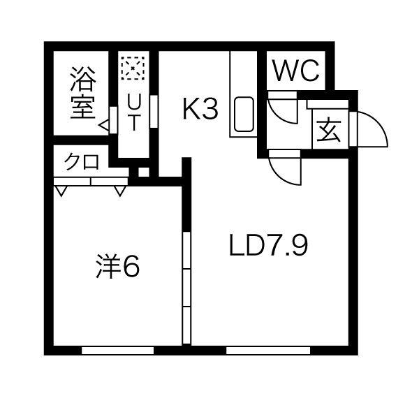 LANDMARK青葉(1LDK/3階)の間取り写真