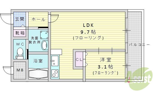 THE BRILLIANT 尚(1LDK/2階)の間取り写真