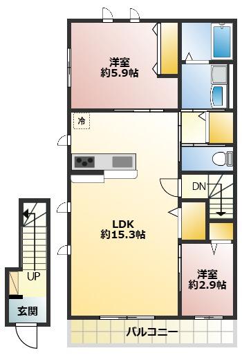 MAISONPLANT(2LDK/2階)の間取り写真