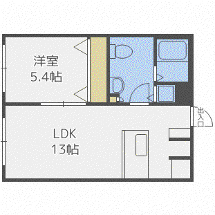 ロードハウス(1LDK/4階)の間取り写真