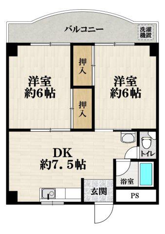 高鷲マンション巽(2DK/5階)の間取り写真