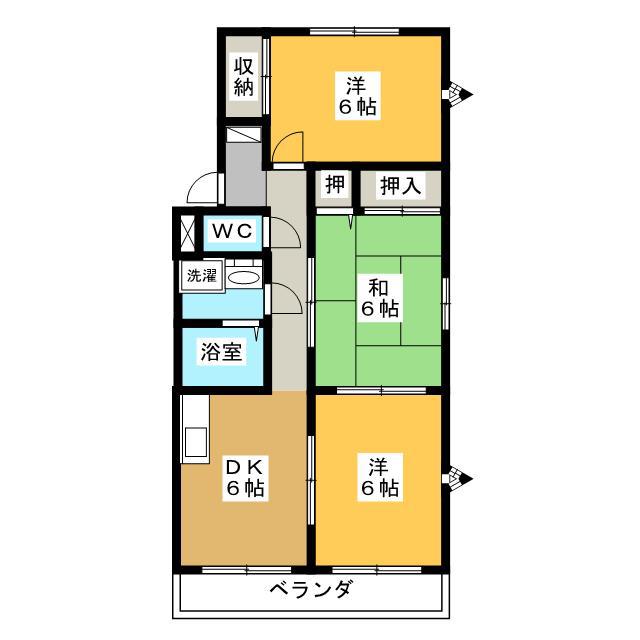 リバティーヒルズ(3DK/2階)の間取り写真