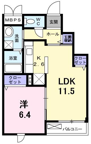 メゾン・ド・リアンIII(1LDK/3階)の間取り写真