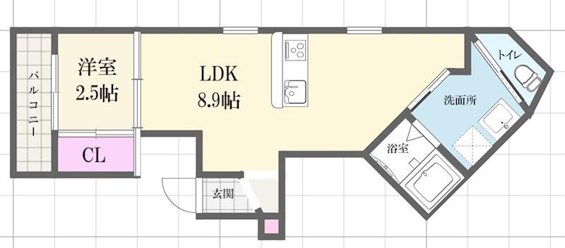 ブロンテ北在家イースト(1LDK/1階)の間取り写真