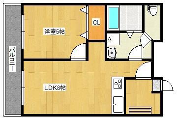 ラフィネB(1LDK/1階)の間取り写真