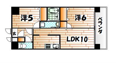 エリアグリーン(2LDK/11階)の間取り写真