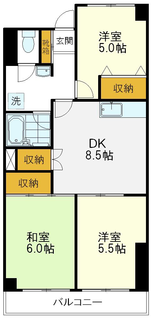 千歳サンライズ(3DK/3階)の間取り写真