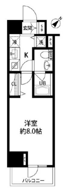ルクレ日本橋馬喰町(1K/6階)の間取り写真