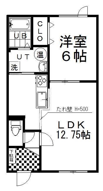 BELIERII(1LDK/1階)の間取り写真