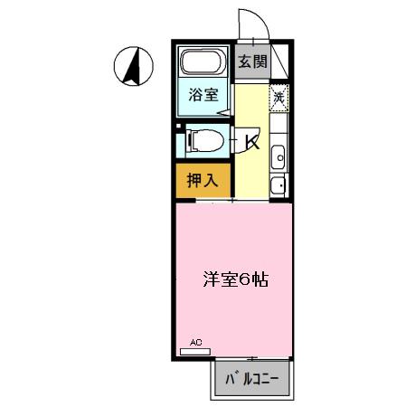 セリバテール東谷山I(1K/2階)の間取り写真