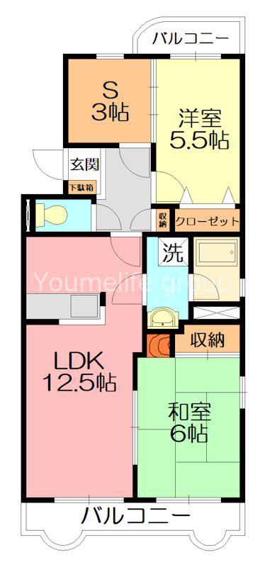 ベルヴェデーレII(2SLDK/4階)の間取り写真