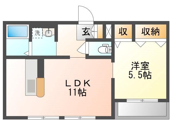 モナドII(1LDK/2階)の間取り写真