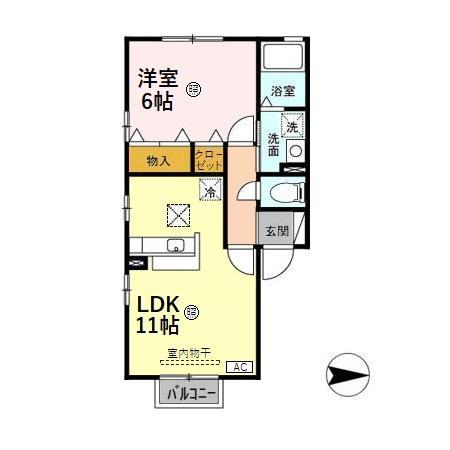 シャルマン東海(1LDK/1階)の間取り写真