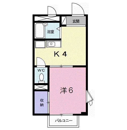 サンハイツ広久手B(1K/2階)の間取り写真