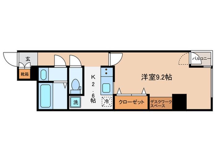 ビューネ高田馬場(1K/4階)の間取り写真