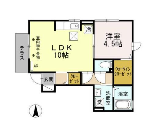 デュエット赤堤 ♭(1LDK/1階)の間取り写真